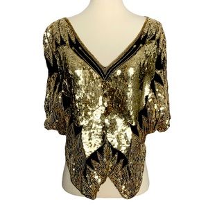 Vintage sequin butterfly blouse, S